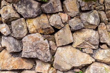 A courtyard wall made of piled stones