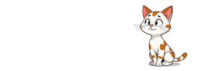 Obraz premium Feline Fun: A Cartoon Cat, Blank Space for Design