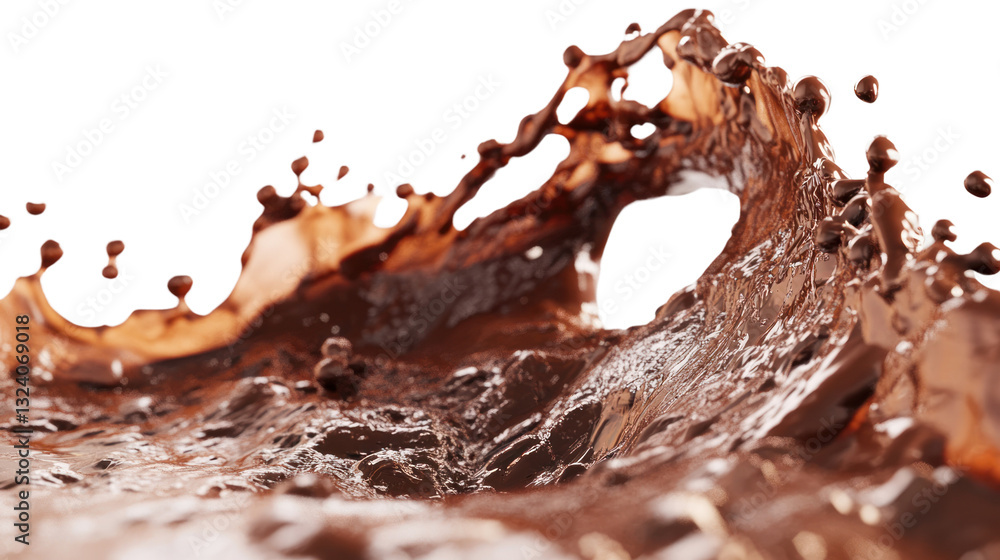 Aufkleber dynamic splash of chocolate liquid with droplets, creating a visually appealing abstract effect on a