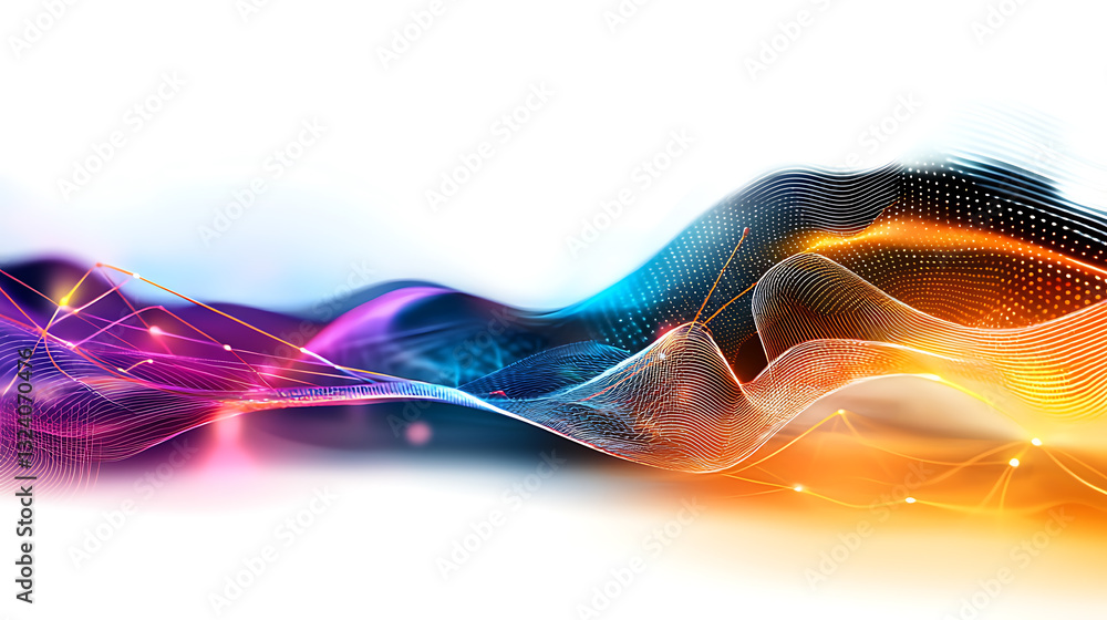 Poster dynamic wave patterns in abstract art digital space visual design colorful environment close-up pers