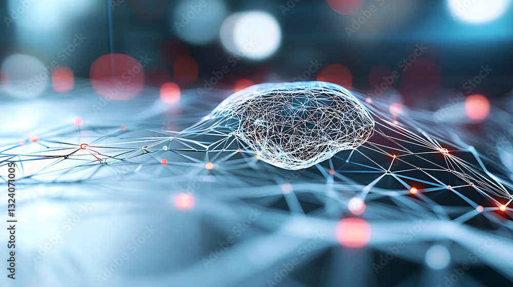Poster exploring neural networks digital landscape graphic visuals futuristic environment abstract view tec