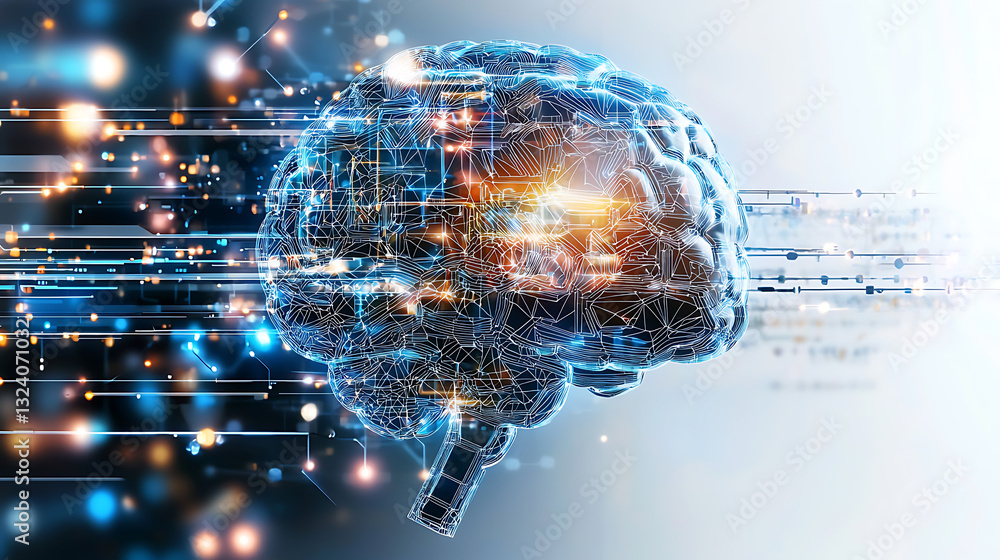 Poster innovative neural interfaces technology sector digital visualization futuristic environment abstract