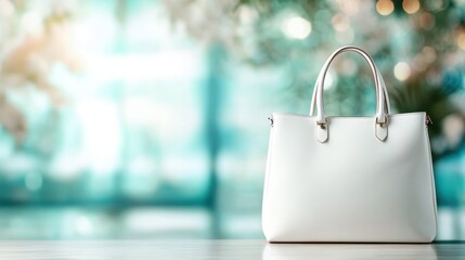 A stylish white handbag beautifully displayed against a soft, warm backdrop, exuding an aura of sophistication and trendy elegance for modern fashion lovers.