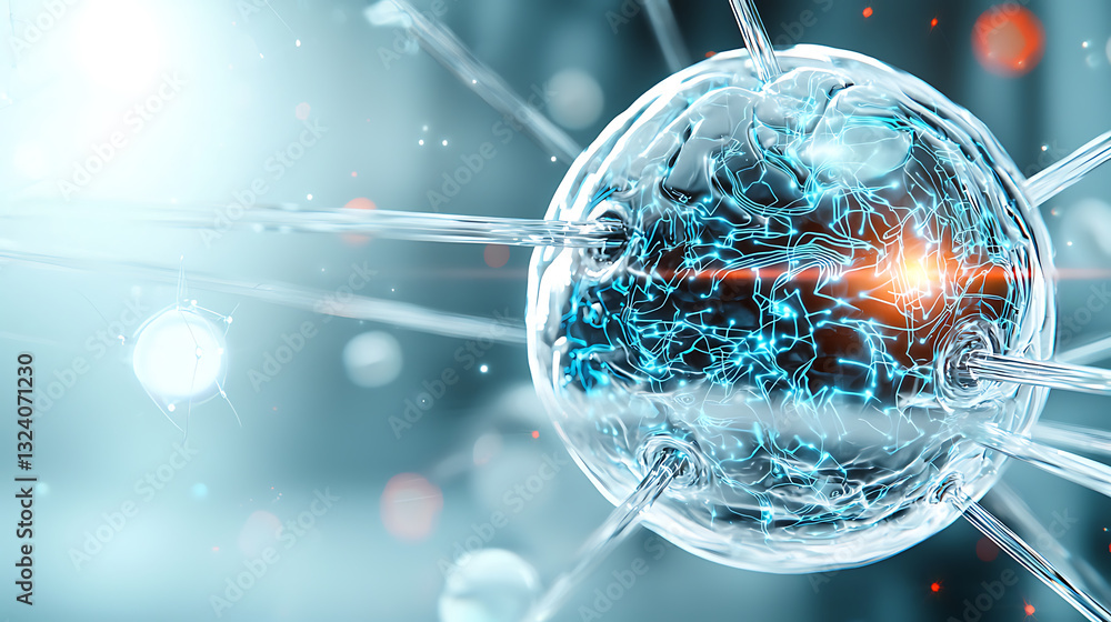 Poster dynamic cellular activity laboratory scientific image high-tech environment close-up view microbial 