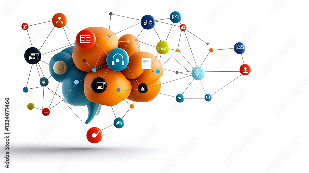 Poster innovation and connectivity in digital networks technology hub graphic representation abstract envir