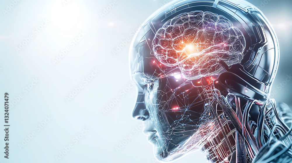 Aufkleber exploring the future of ai human-like intelligence virtual realm digital art sci-fi environment side