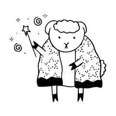 magician sheep vector illustration