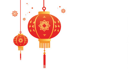 Red lanterns hanging in festive celebration