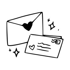 love letter with heart and stars vector illustration