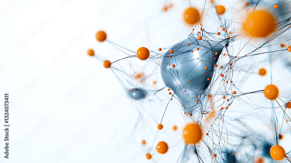 Poster dynamic neuron interaction visualization digital space scientific illustration abstract environment 