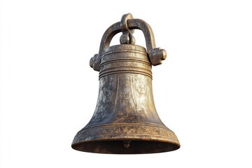 Ancient bronze bell against a white background, highlighting its intricate craftsmanship isolated on transparent background