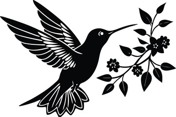 Obraz premium Flying hummingbirds silhouette Vector