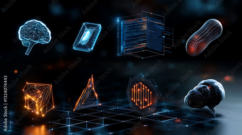 Poster innovative technology concepts digital environment data visualization modern science virtual reality