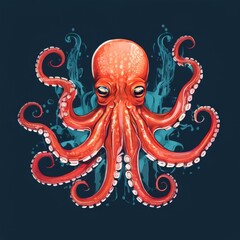 an AI Image Generator, Vibrant Illustrative Artwork of an Octopus