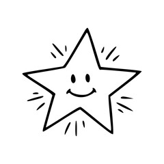 happy star doodle vector