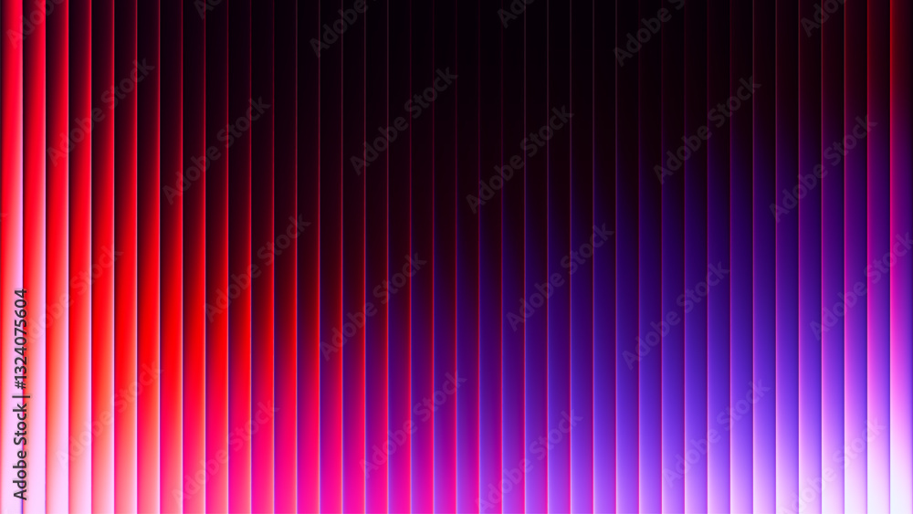 Poster futuristic neon gradient pattern with vertical glowing lines blending smooth deep pink and vivid pur