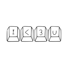 i love you keyboard doodle vector