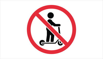 No Scooter Sign Vector. Prohibited Electric Scooter Symbol for Safety and Traffic Rules. © Tania