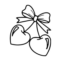 romantic hearts and bow icon