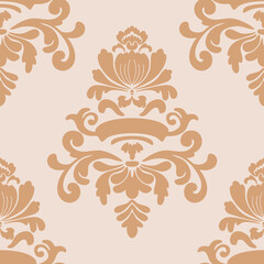 Seamless damask pattern wallpaper Baroque style. Elegant vector background. floral ornament. Graphic pattern for fabric,carpet,wallpaper,packaging. Ornate Damask flower ornament.