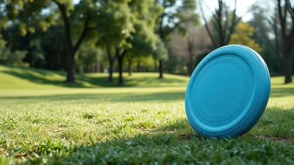 Fototapeta premium Mockup Frisbee in Park Setting for Design