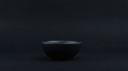 Modern Black Bowl on a Studio Background