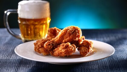 夜中の唐揚げとビール