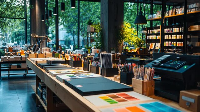 Paper 4k sheet curling atop blurred wooden surface, weathered printing workshop lending artistic professional backdrop Polygraphy composition presses video to