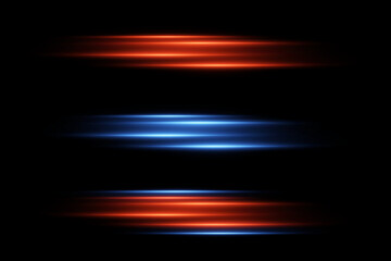 Collection of sparkling neon lines, red and blue laser beams effect.