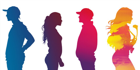 A collection of human silhouettes representing different occupations, ages, and genders