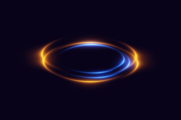 Glowing spiral neon light. Particles of sparks of a circle, and dyno speed.