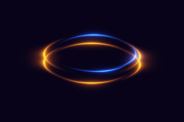 Glowing spiral neon light. Particles of sparks of a circle, and dyno speed.