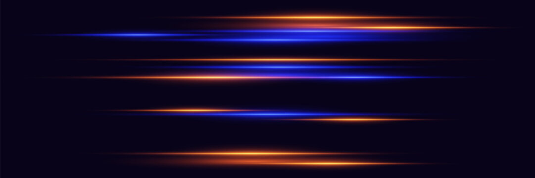 Futuristic neon light lines. Sparkling effect of laser beams. Vector EPS10