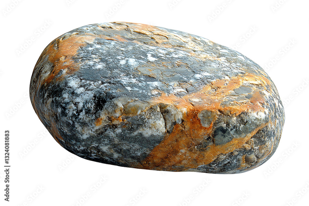 Aufkleber Smooth river rock with unique patterns and colors, isolated on a white background, suitable for natural texture or geology themes.
