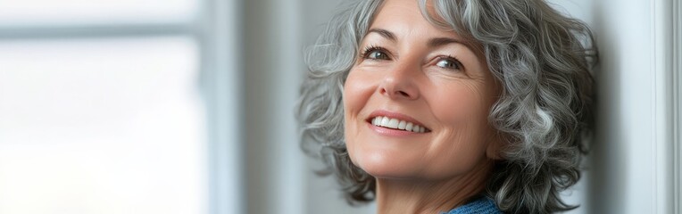 Senior Woman Smiling Looking Up