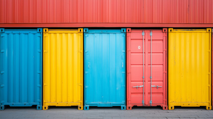 Fototapeta premium Each of the five containers is packed with goods, ready to be shipped across seas and borders. 