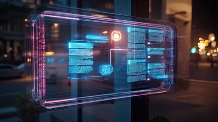 Obraz premium Chatbot Interface on Transparent Screen