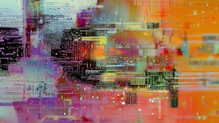 Naklejka premium Microchip with AI Data Streams