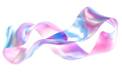 Glossy Iridescent Ribbon Twisting Isolate on Transparent Background, cutout, png