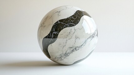 Marble Sphere on White Surface