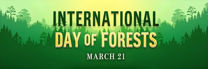 A green color banner design created for international forests day march 21