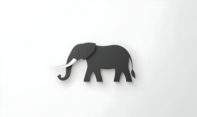 Fototapeta premium Abstract Black Elephant Silhouette on Minimalist White Background