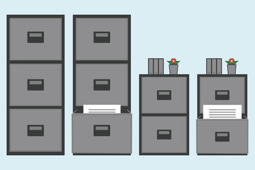 file cabinet design vector flat isolated illustration