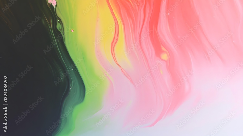 Poster abstract colorful paint flowing and blending into a fluid composition