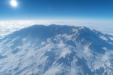 Aerial View Snowy Mountain Range.