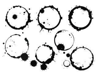 Glass stains, coffee, water droplets, vector file
