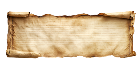Aged and Scroll on Long Paper with Torn Edges Isolate on Transparent Background, cutout, png
