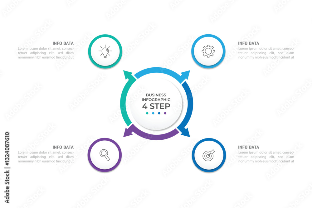 Aufkleber vector infographic design template. business concept with 4 options, parts, steps or processes. can 