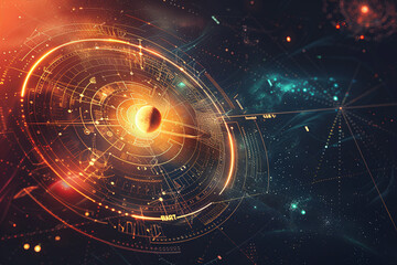 Obraz premium Abstract earth and astrology chart with cosmos and stardust, concept: astrology, universe, planet, cosmos