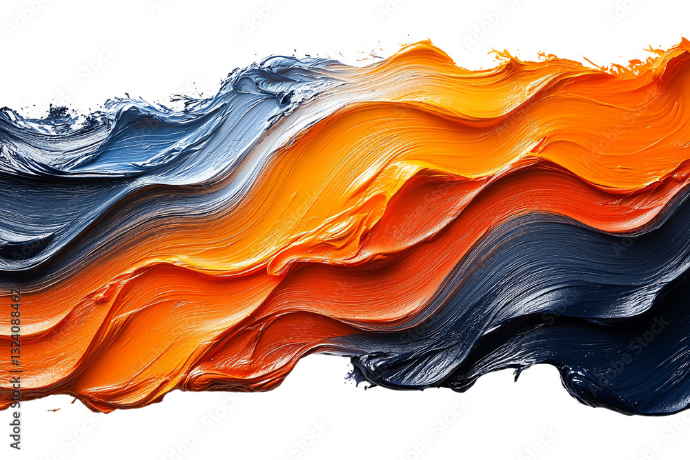 Aufkleber vibrant abstract expressionist background featuring dynamic waves of orange and blue paint blending 